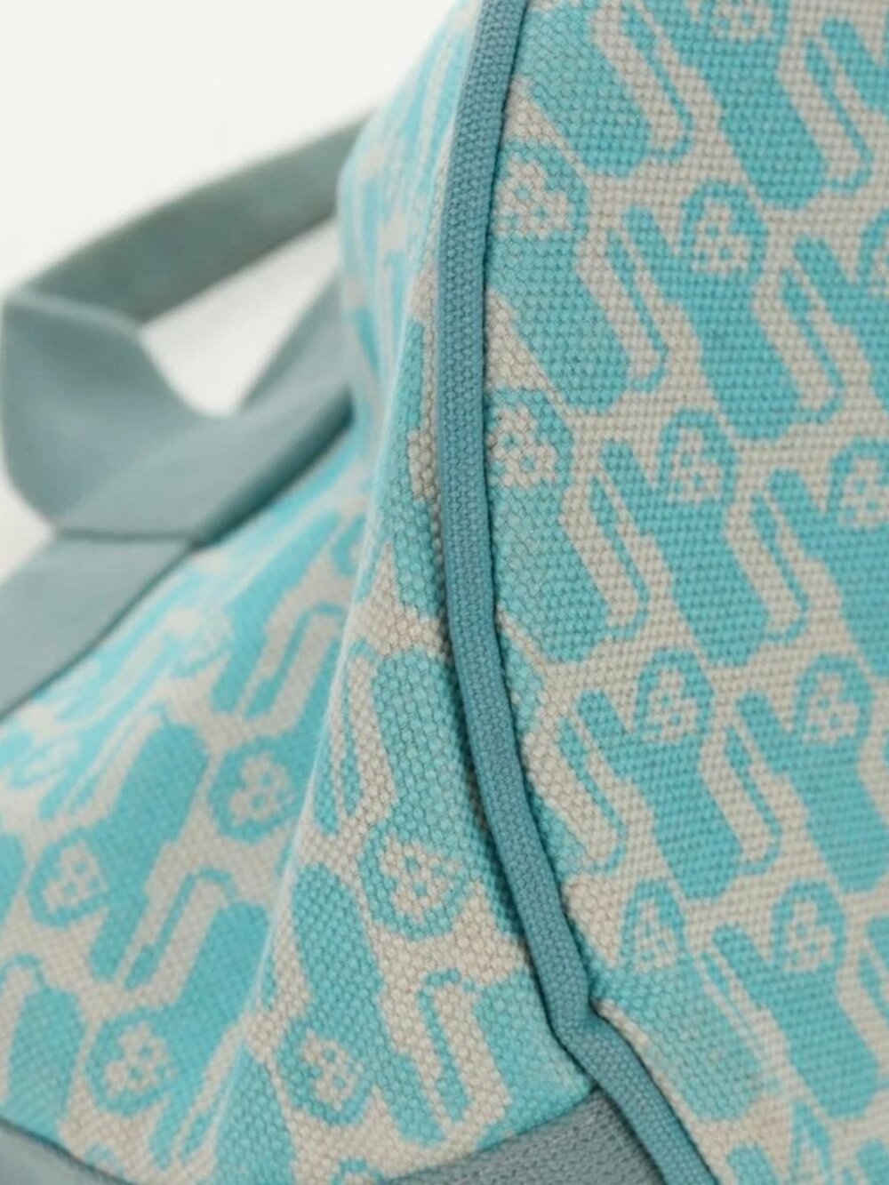 HERMES Animo Pixel GM Hand Bag Canvas Light Blue Silver Auth 158904V - Picture 10 of 15